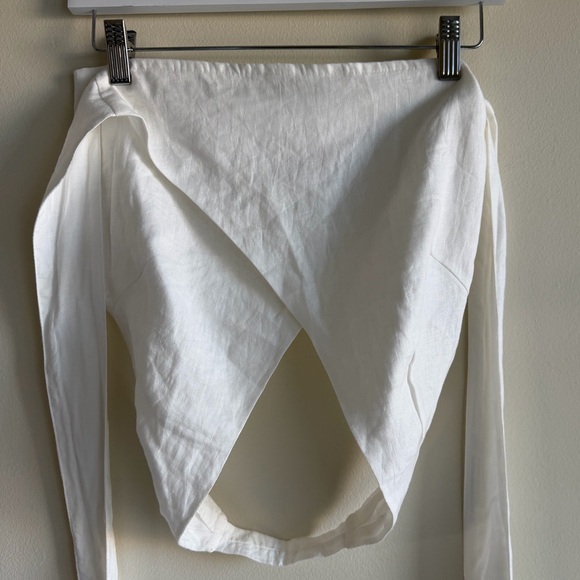 Free the Label Milan Wrap Linen Top White Size S NWOT Coastal Minimalist - Picture 4 of 8